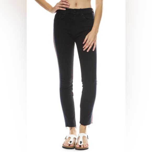 MOTHER “the looker ankle fray” in guilty glitter racer Stripe Size 28 - Picture 7 of 9